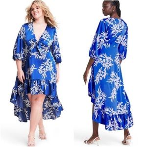 Floral Tie-front High-low Dress